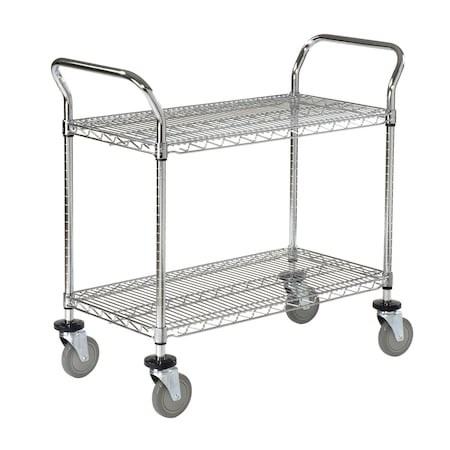 Global Equipment Nexel    Utility Cart, 2 Shelf, Nexelate   , 36"L x 21"W x 42"H, Pneumatic Casters 2136N2EP